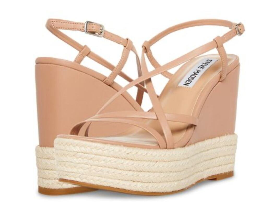 STEVE MADDEN Womens NEW Whitlee Faux Leather Strappy Wedge Sandals / Size 9.5